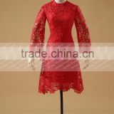 New Fashion Gorgeous Long Sleeves Venice lace red short alibaba prom dresse made in China 2015 AEW0201