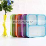 Square Bento Box Ultra-thin Platic Lunch Box With 3compartment thumbnail-1