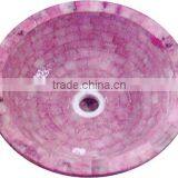 Pink Rose Quartz Sink Bowl , Rose Quartz Stone Wash Basin