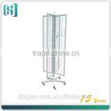 4 Way Black Metal Wire Mesh Spinning Display Racks and Storage Stand HSX-S0119