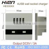 CE Approved 4 USB Wall Socket Square Socket Pipe Plug for Mobile Phone and Tablets thumbnail-4