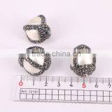 Round Freshwater Pearl Beads With Rhinestone, Mother Of Pearl Stone For Jewelry Making thumbnail-4