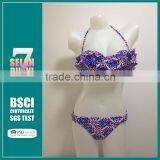 Sexy Flower Printing Triangle Swimwear Bikini Mature Women Hot Super Sexy Bikini thumbnail-1