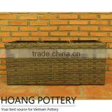 Resin Wicker Planters - Rectangle Wicker Trough thumbnail-1