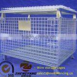 Large Heavy Duty Transport Cage Several Layers Stackable Collapsible Storage Bins Anti Corrosion Wire Storage Cage Without Feet