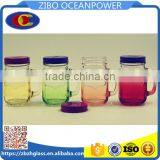 Clear Mason Jar Glass Mug Bottle With Handle and Straw Lid 4 Colors thumbnail-1