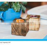 Handmade Dark Paulownia Wooden Candle Holders thumbnail-2
