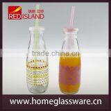 16oz Beverage Glass Bottle With Plastic Lids, Straws Hoting Selling thumbnail-3