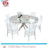 Stainless Steel Frame Folding Glass Dining Table thumbnail-1