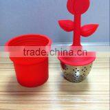 Rose Flowerpot Silicone Tea Infuser With Stainless Steel thumbnail-1