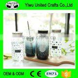 16oz Square Decaled or Clear Glass Mason Jar With Lid and Straw thumbnail-1