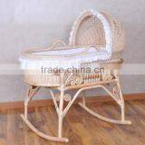 Bisini New Arrival Nature Rattan Color New Born Baby Bed, White Lace Wicker Baby Crib - BF07-70352 thumbnail-1