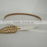 Wholesale Leaf Pattern Alloy Buckle Sex Women Lady Thin PU Waist Belt thumbnail-4