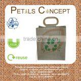 Re-usable Jute Bag With Wooden Cane Handle thumbnail-1