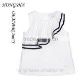 Fashion Baby Girls White & Navy Blue Ruffled Cotton Cutting Blouse Designs HST7741 thumbnail-1
