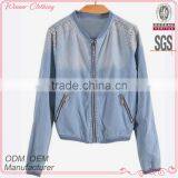 Jacket Women Winter Wear 2016 Latest Ladies Design Custom100%cotton Beaded Denim Jacket thumbnail-1