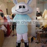 Blue Tshirt Donkey Rabbit Mascot Costume thumbnail-1