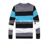 High Quality Cashmere Blends Boys Autumn Pullover Sportwear Knitted Jumper Crewneck Black Striped Sweater Men Pullove(BKNM13) thumbnail-1