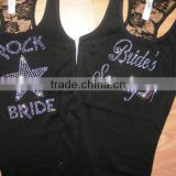 Bride Custom Racerback Tank Tops Rhinestone Women's Cotton Vest Wholesale