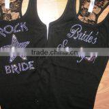 Bride Custom Racerback Tank Tops Rhinestone Women's Cotton Vest Wholesale thumbnail-1