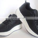 Good Supplier PU Outsole Black Upper Women Shoes With White Sole thumbnail-2
