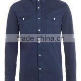 New Model Navy Blue Double Pocket Twill Long Sleeve Casual Shirt thumbnail-5