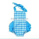 Newborn Baby Girls Gingham Bubble Kids Fashion Sunsuit Romper thumbnail-5