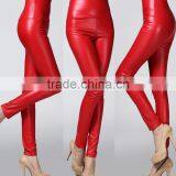 Wholesale Plain Womens Tight Pants/sexy Faux Leather High Waist Leggings Stretch PU Pants Laides Skinny Trousers thumbnail-1