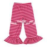 100% Cotton Knit Strip Fabric Single Ruffle Capri Pants thumbnail-6