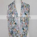 Stamps Pattern Chiffon Infinity Scarf, Circle Scarf, Long Scarf, Mother's Day Gift Ideas For Her, Spring - Summer - Fall - Winte thumbnail-3