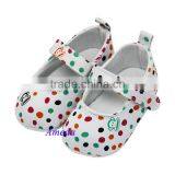NEW Lovely Baby Girls Colorful Polka Dots White Flats Crib Shoes 0-18M thumbnail-1