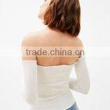 Wholesale Fully Fashioned Acylic Stylish Long Sleeve off the Shoulder Tight Sweater for Women thumbnail-3