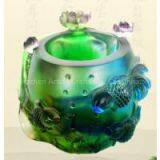 Pate de Verre Liu li Win-win Cooperation Pen Holder