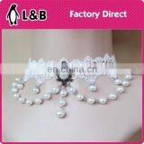 2015 Custom Elegant White Lace Necklace Bridal Jewelry With Pearl thumbnail-1