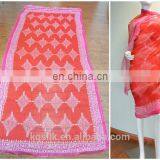 2016 Positioning Print Geometry Robe 100% Silk Crinkle Red Georgette Sarees Fabric
