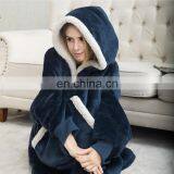 Wholesale Custom Comfy Men Women Ultra-plush Warm Durable Breathable Wearable Sherpa Blanket Hoodie For Winter thumbnail-1