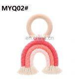 Ins Hot Sale Rainbow Teether Toy Wood Teething Ring For Baby thumbnail-3