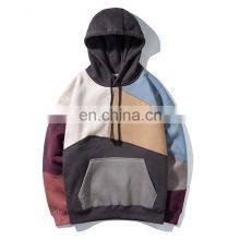 Custom LOGO Plus Size Cut and Sew Patchwork Multi Color Block Personalized Stitching Casual Sports Sweater Hoodie for Men thumbnail-3