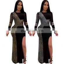 Women Long Sleeve Birthday Dresses Sexy Hot Diamond Process Sexy Dress Party Club Night Dress thumbnail-1