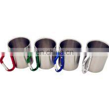 High Quality 220ML Double Walled Stainless Steel Mug With Carabiner Handle thumbnail-2