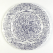 Factory Hot Selling Lace Design Decorative Colored Black And Clear Banquet Bulk Glass Wedding Charger Plates Wholesale thumbnail-3