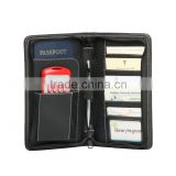 Multifunctional high quality leather travel wallet with phone and pen holder
