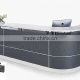 Black Curved Wooden Reception Counter Front Office Desk Design (SZ-RTB036)