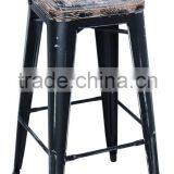 High Quality Dining Room Metal Bar Chair With Wood Seat Stackable Industrial Metal Chairs Replica For Event HYG-09 thumbnail-1