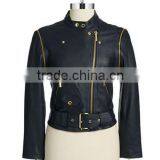 Ladies MOTO Pu Leather Jacket With Removable Zippered Sleeves. thumbnail-1