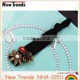 Vintage Rhinestone Flower Elastic Hair Band Hot Sale thumbnail-4