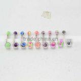 Stainless Steel Curved Barbell With Charming Acrylic Balls Tongue Rings New Fashion Magnetic Tongue Piercing Jewelry thumbnail-5