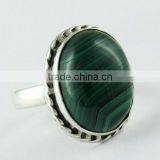 Delicate !! Bezel Setting Green Malachite 925 Sterling Silver Ring, Silver Jewellery Wholeseller, Silver Jewellery thumbnail-1
