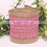 Nature Decorative Burlap Jute Ribbon Lace Bows for Decoration Jute Bow Barrette, Woven Fabric Hair Bow thumbnail-1