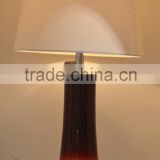 2016 top selling unique design tall glass table lamp gradually varied purple color white barrel fabric lamp shade